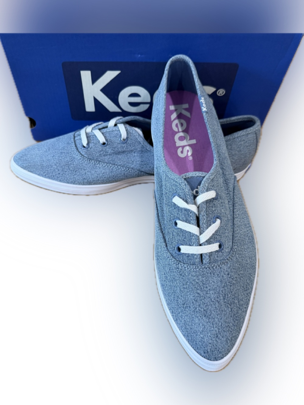 Keds Women’s Champion Point Low Canvas Lace-Up Sneakers in Chambray